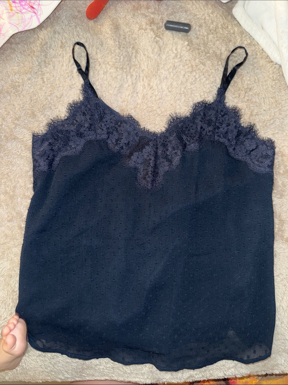 Abercrombie Fitch navy blue Lace Trim Cami Top